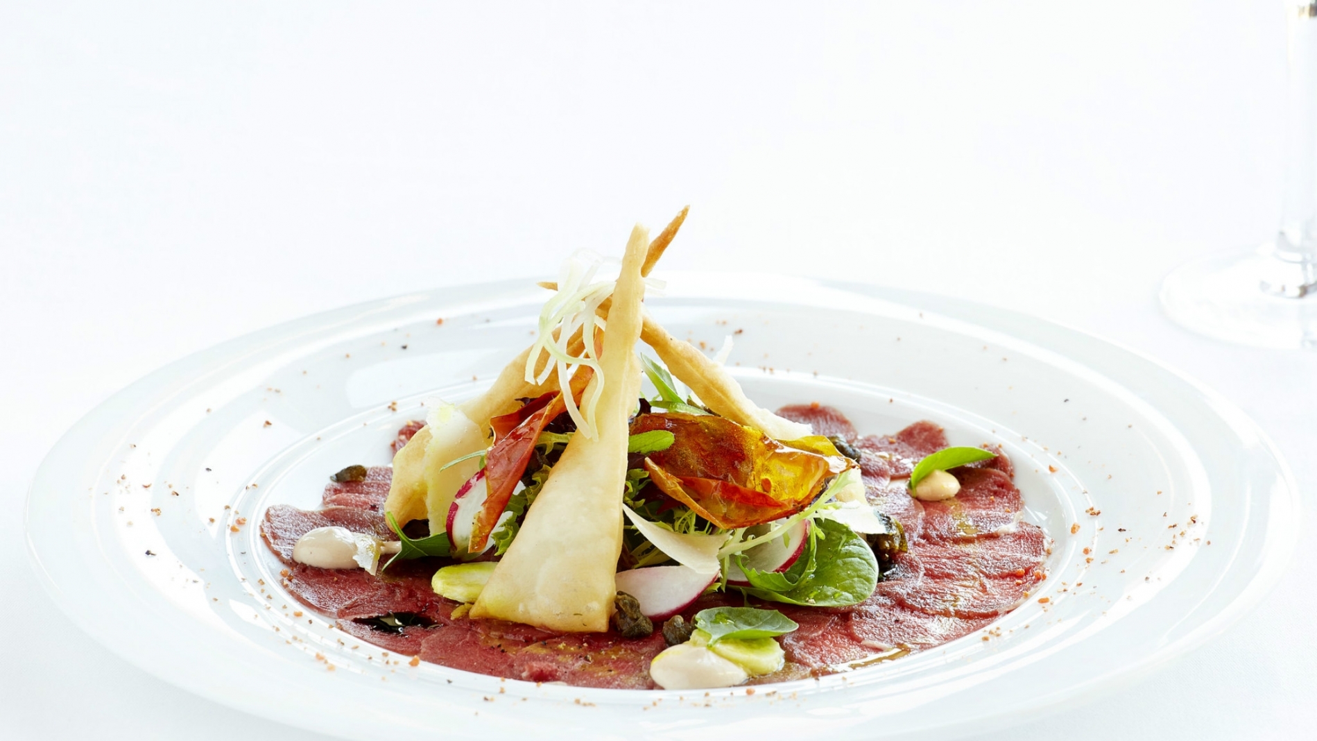 Carpaccio di Vitello dish at LOnda Restaurant Italian Cuisine Sheraton Rhodes Resort gourmet